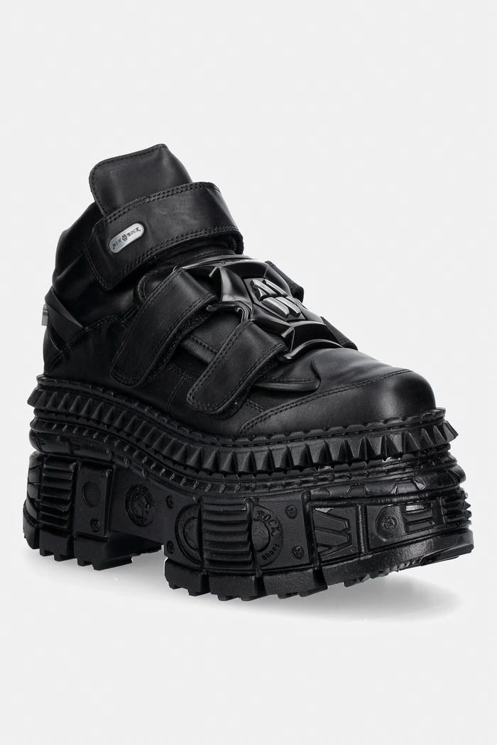 New Rock CRUST NEGRO NEGRO, TANK CASCO buty damskie skórzane czarny M.WALL285.S1