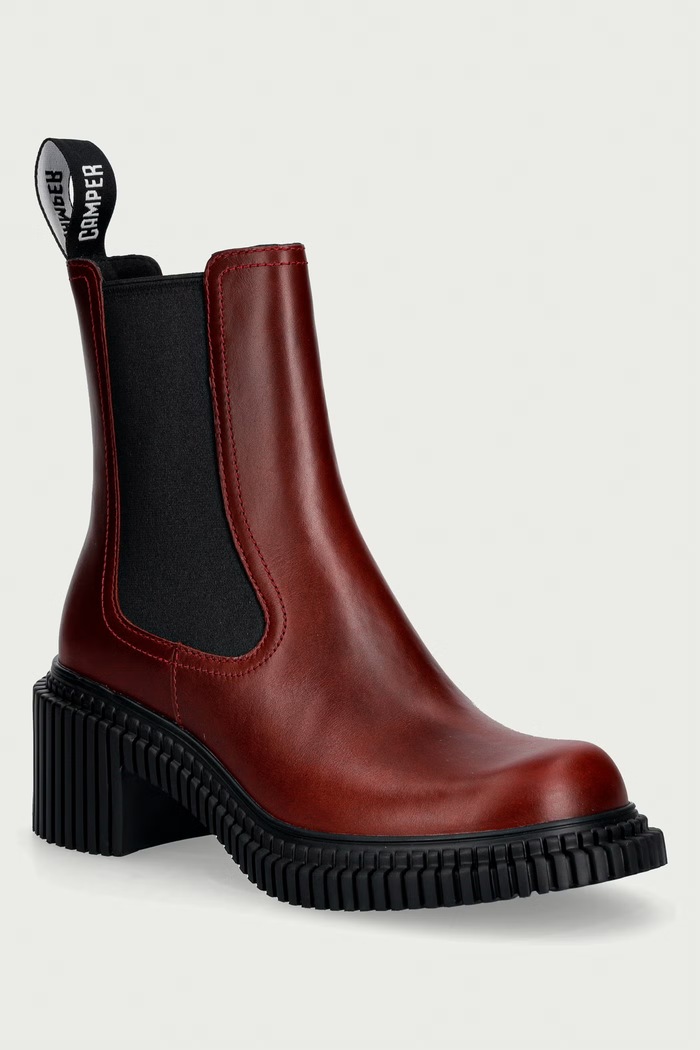 Camper Chelsea čižmy dámske kožené Pix London burgundské K400803.004