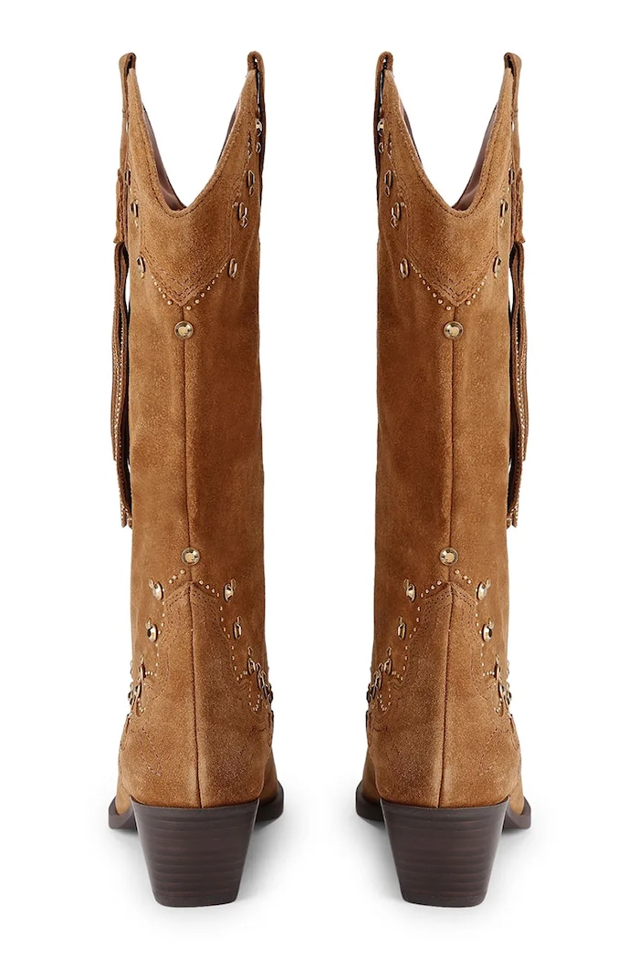 Obuv Kurt Geiger London kovbojské čižmy dámske semišové Oxford Western Tassel 5858339209 hnedá