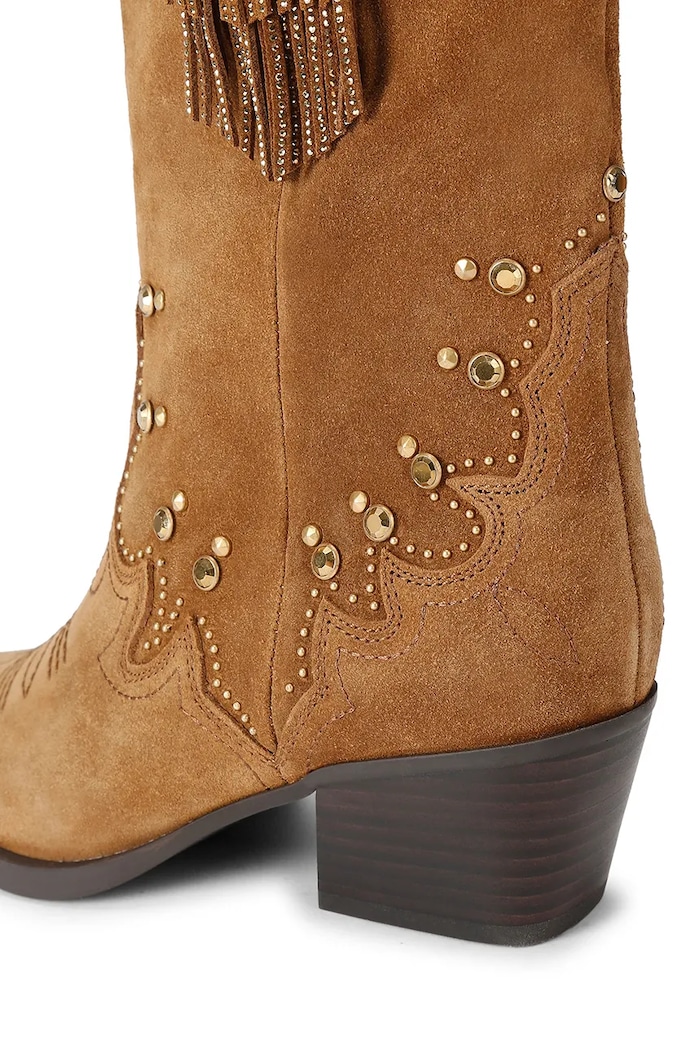 Kurt Geiger London kovbojské čižmy dámske semišové Oxford Western Tassel hnedá 5858339209