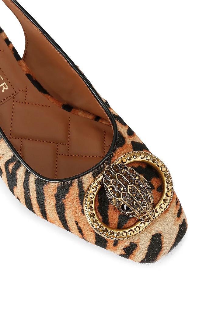 Kurt Geiger London czółenka z odkrytą piętą skórzane Chelsea Block Slingback brązowy 3415046189