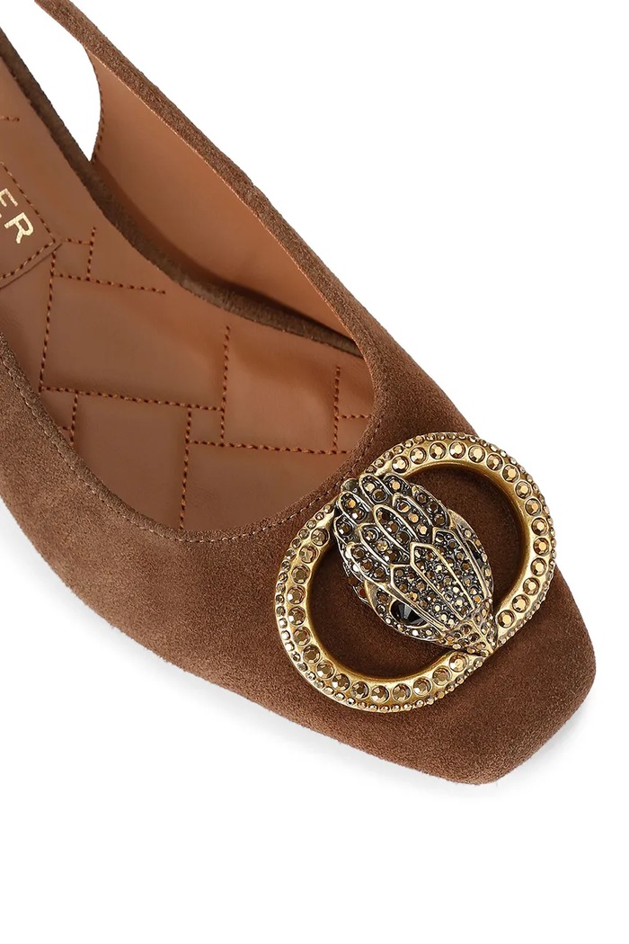 Kurt Geiger London czółenka z odkrytą piętą zamszowe Chelsea Block Slingback brązowy 3415030209