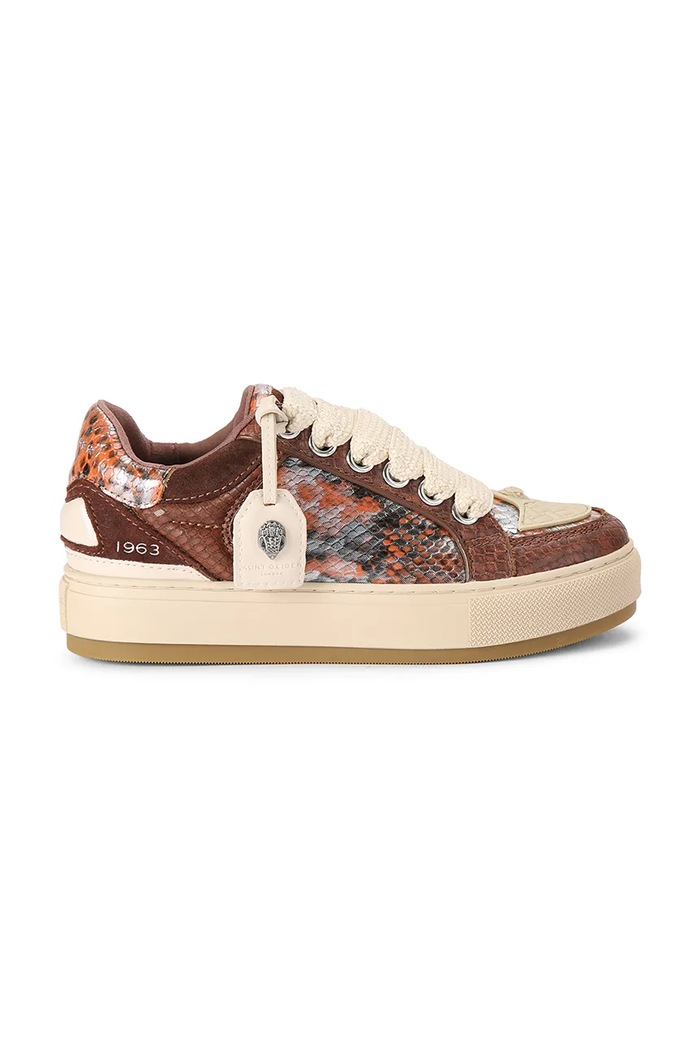 Kurt Geiger London Southbank Tag sneakersy damskie skórzane brązowy 9564335719