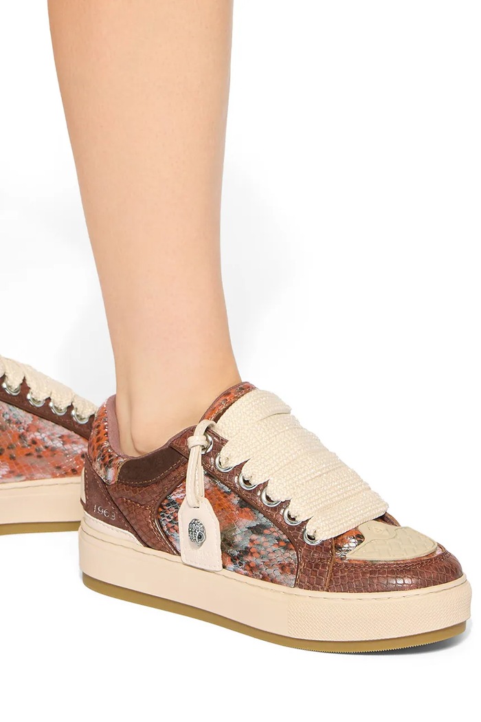 Kurt Geiger London Southbank Tag sneakersy damskie skórzane 9564335719 brązowy
