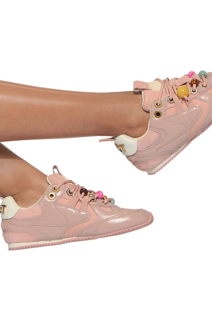 Kurt Geiger London Kurt Bead Slim Runner sneakersy damskie skórzane 5853096129 różowy