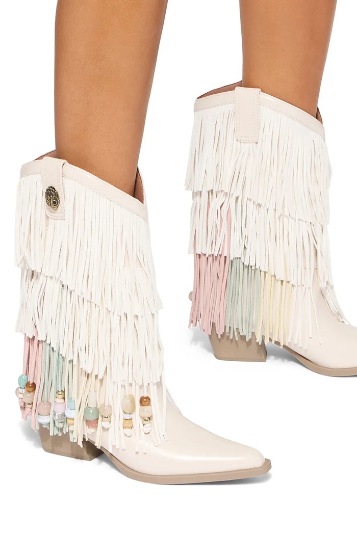 Kurt Geiger London kowbojki damskie zamszowe Fringe Cowboy Boot 5858145129