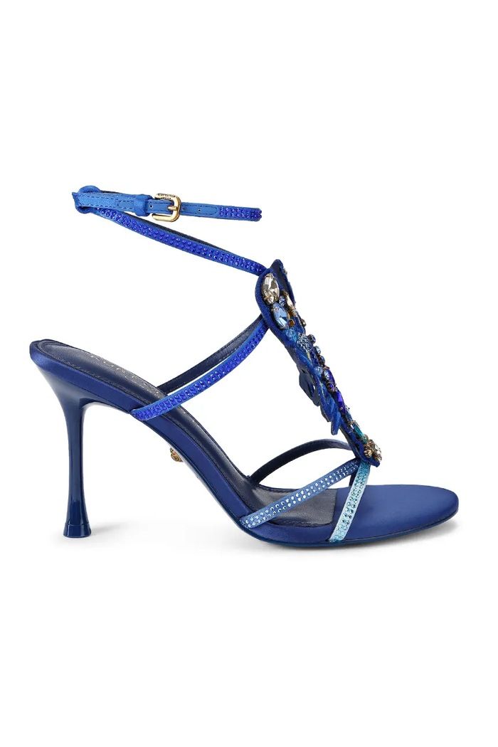 Kurt Geiger London sandały na wysokim obcasie Lobster Sandal Blue Fabric niebieski 5804080609