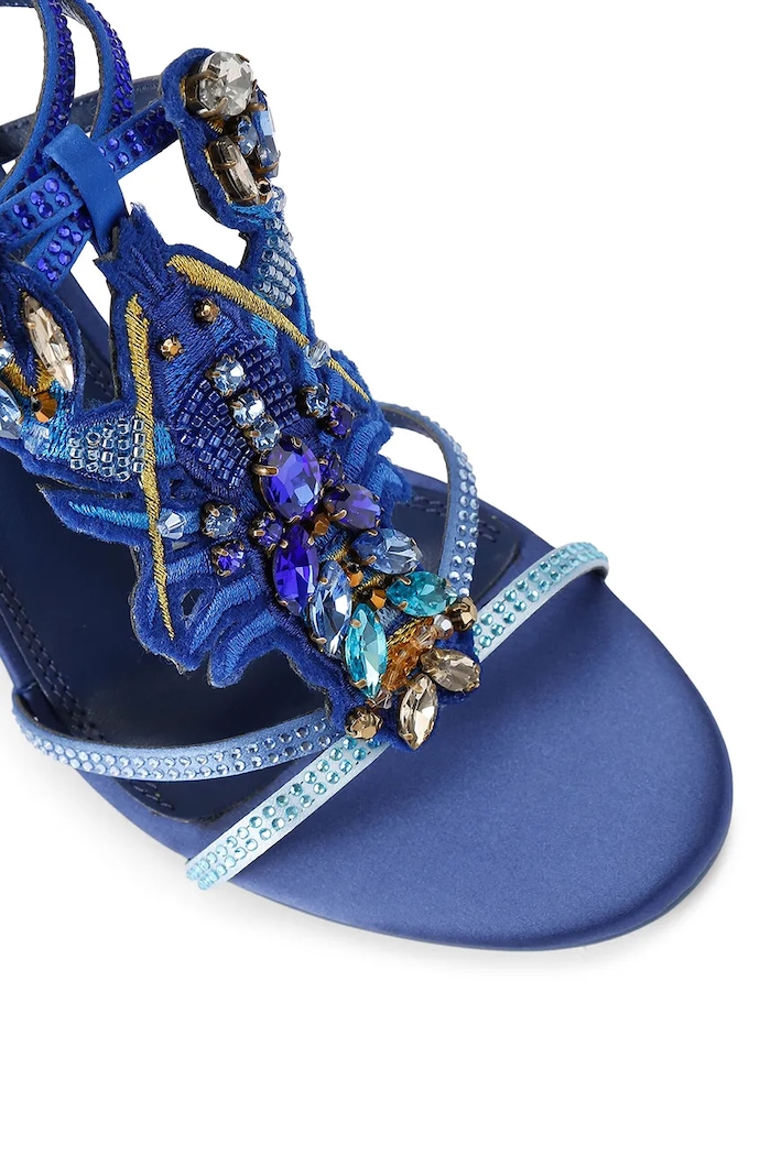 Obuwie Kurt Geiger London sandały na wysokim obcasie Lobster Sandal Blue Fabric 5804080609 niebieski