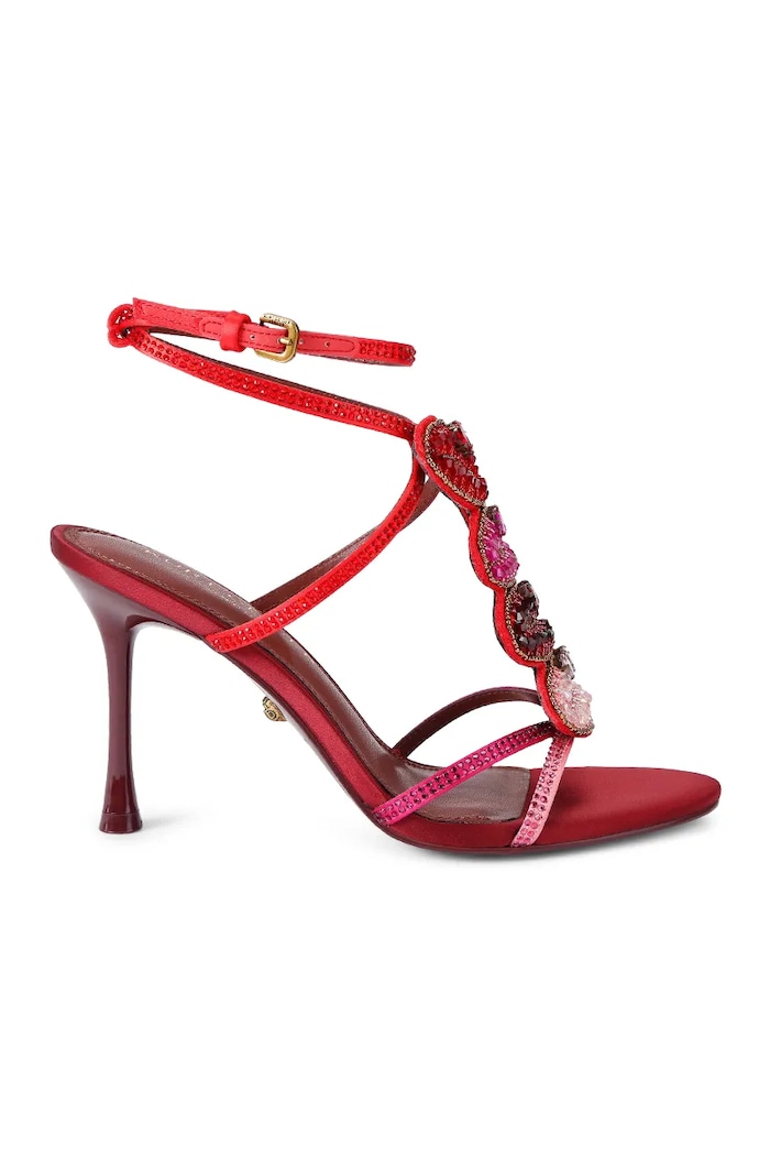 Kurt Geiger London босоніжки на високих підборах Kiss Sandal Pink Comb Fabric червоний 5803957609