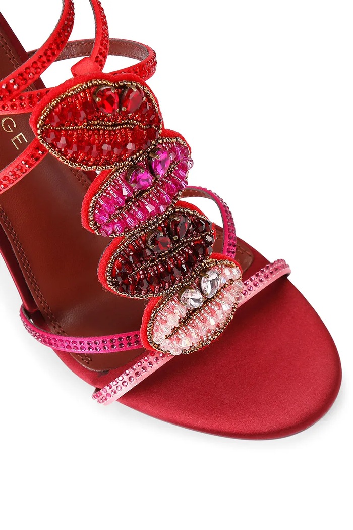 Kurt Geiger London босоніжки на високих підборах Kiss Sandal Pink Comb Fabric червоний 5803957609