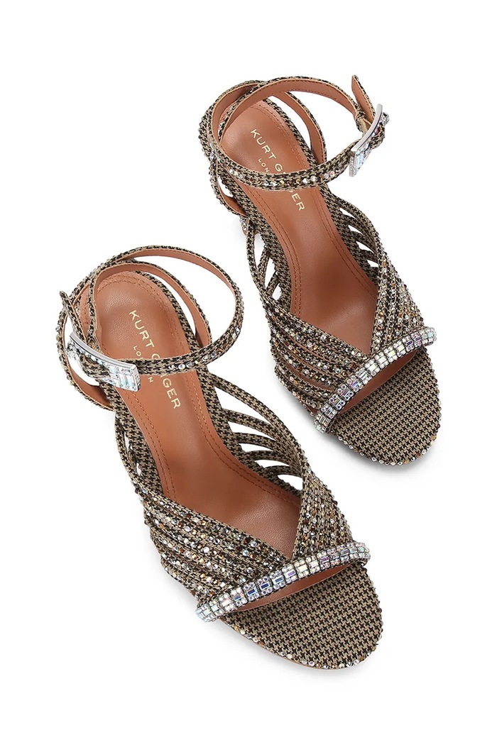 Kurt Geiger London sandały na wysokim obcasie Crystal Strappy Sandal 5853843609 brązowy AW26
