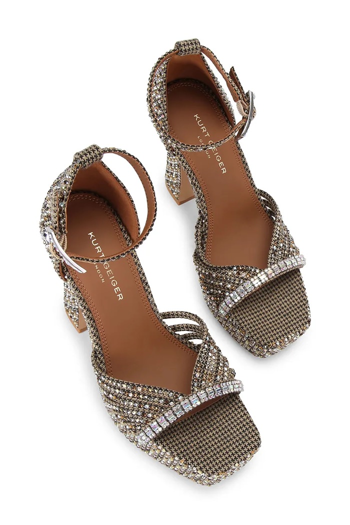 Kurt Geiger London Sandały na słupku Crystal Strap Platform 5850843609 beżowy AW26