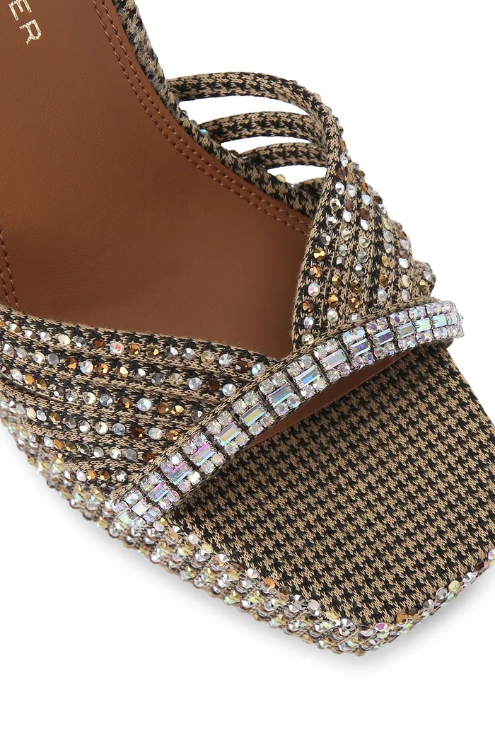 Obuwie Kurt Geiger London Sandały na słupku Crystal Strap Platform 5850843609 beżowy