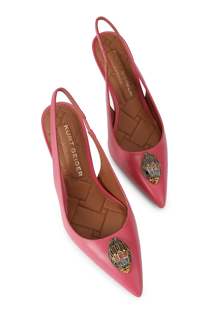 Kurt Geiger London szpilki skórzane Belgravia Sling 85 Pink Comb Leather 5595357109 różowy AW26