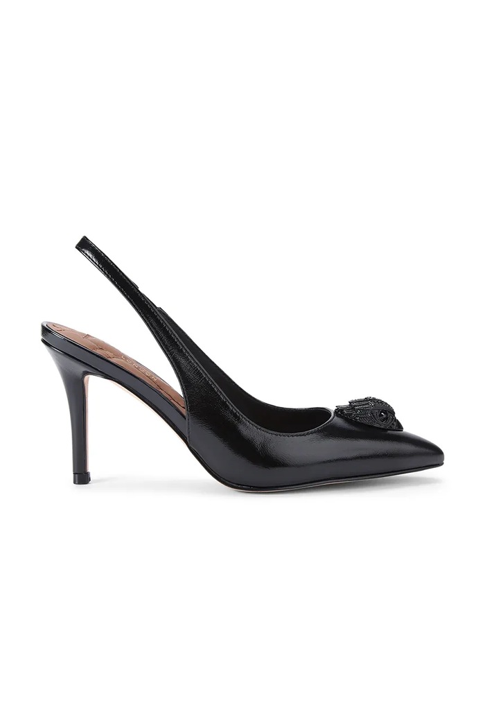 Kurt Geiger London szpilki skórzane Belgravia High Sling Dr Black Patent czarny 3747000309