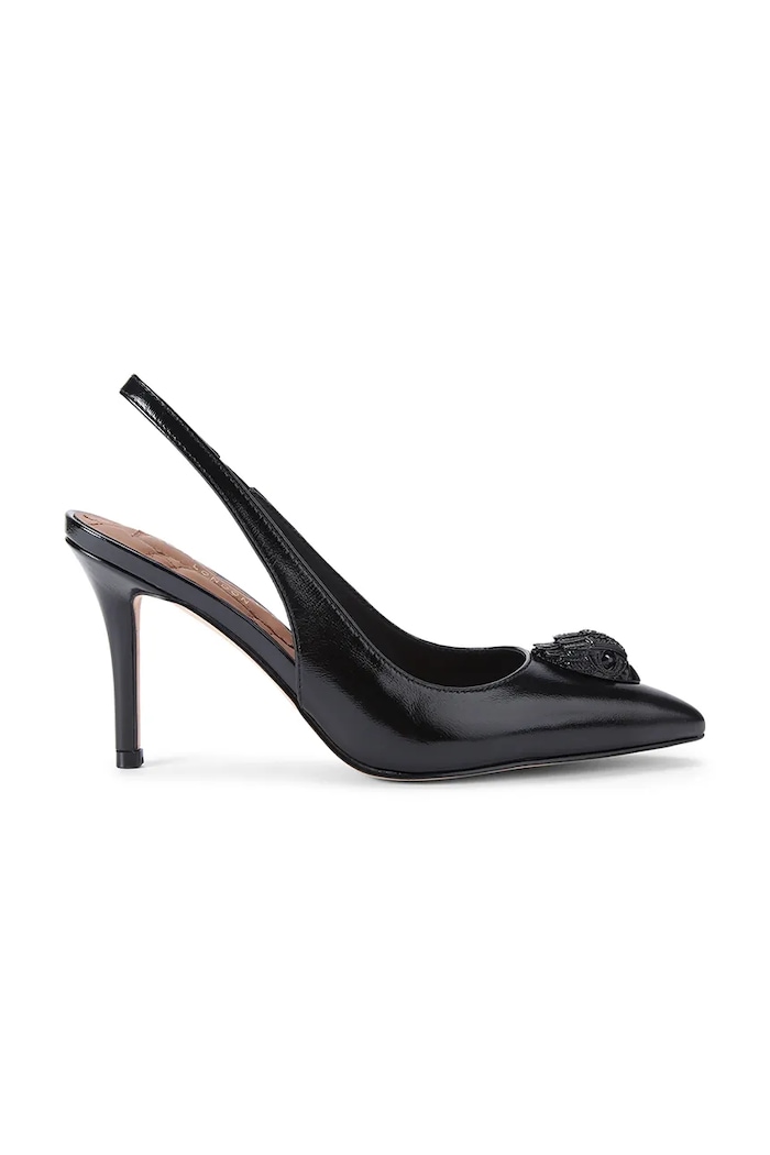 Kurt Geiger London szpilki skórzane Belgravia High Sling Dr Black Patent czarny 3747000309