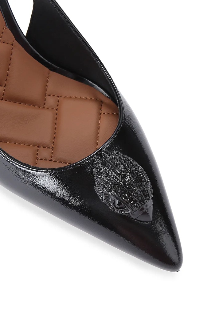 Kurt Geiger London szpilki skórzane Belgravia High Sling Dr Black Patent czarny 3747000309