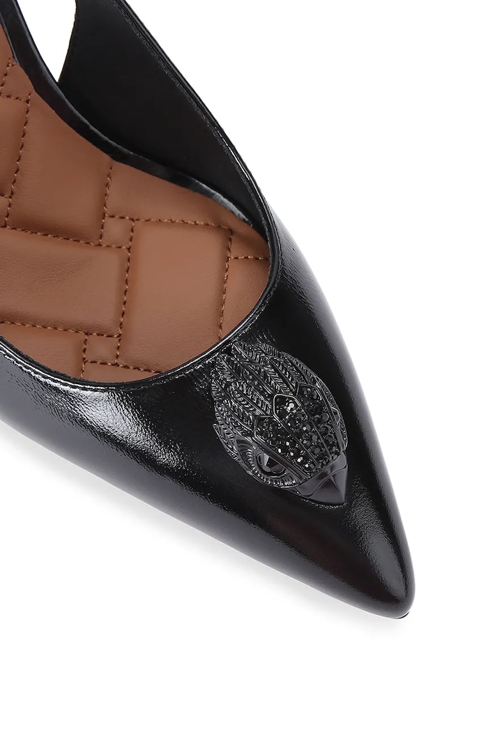 Kurt Geiger London szpilki skórzane Belgravia High Sling Dr Black Patent czarny 3747000309