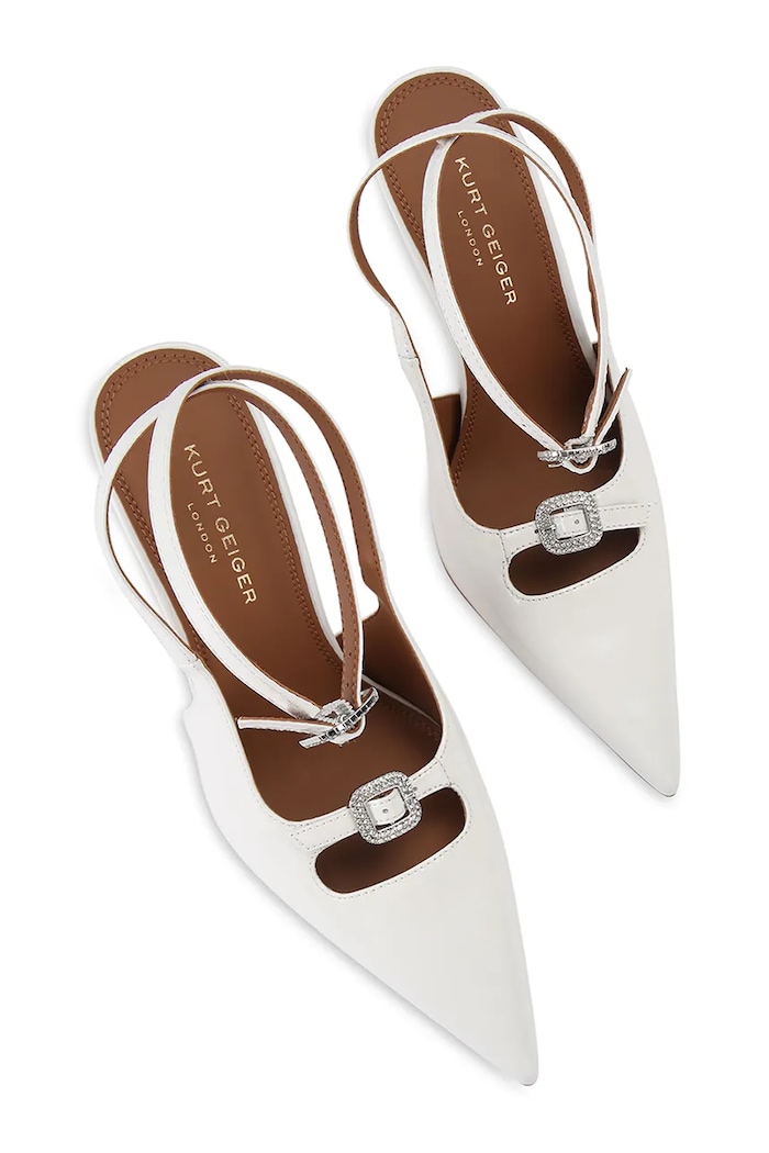 Kurt Geiger London взуття на шпильці шкіряне Buckle Point Court White 5850210309 білий AW26