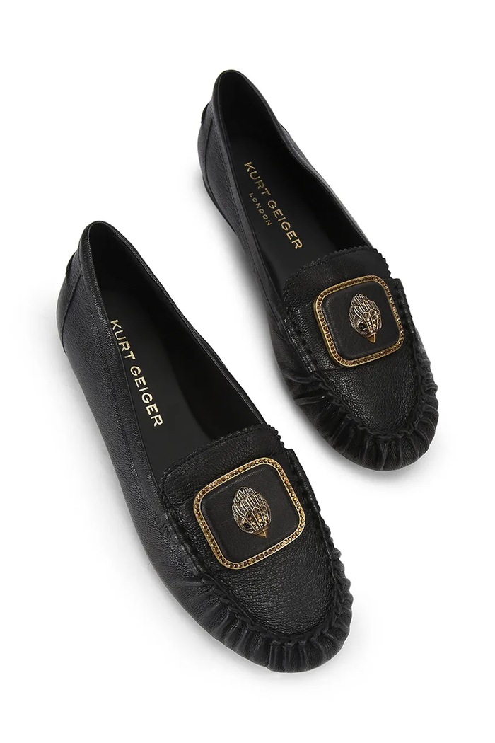 Kurt Geiger London mokasyny damskie skórzane Pimlico Moccasin Black Leather 5596300109 czarny AW26
