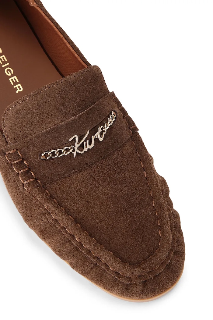 Kurt Geiger London loafersy damskie zamszowe Kurt Charm Loafer Brown brązowy 5808030209