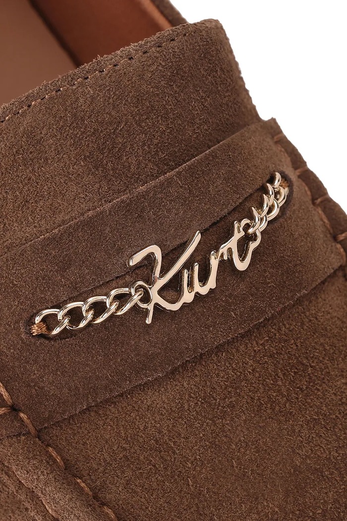 Kurt Geiger London loafersy damskie zamszowe Kurt Charm Loafer Brown 5808030209 brązowy