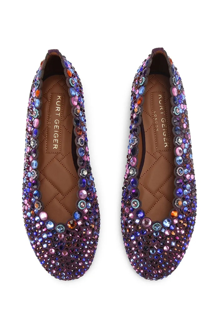 Kurt Geiger London baleriny zamszowe Jewel Perf Ballerina Purple 5807990209 czarny AW26