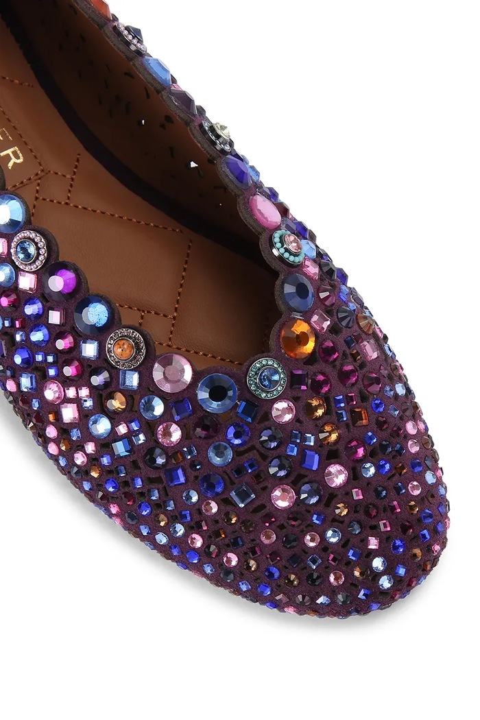 Obuwie Kurt Geiger London baleriny zamszowe Jewel Perf Ballerina Purple 5807990209 czarny