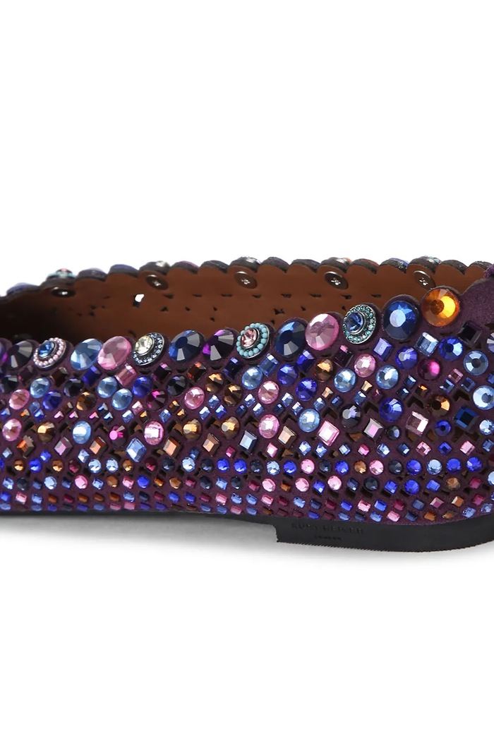 Kurt Geiger London baleriny zamszowe Jewel Perf Ballerina Purple czarny 5807990209
