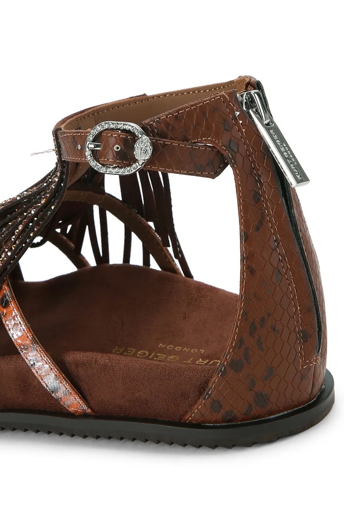Kurt Geiger London sandały damskie Fringe Flat Sandal brązowy 5855335069