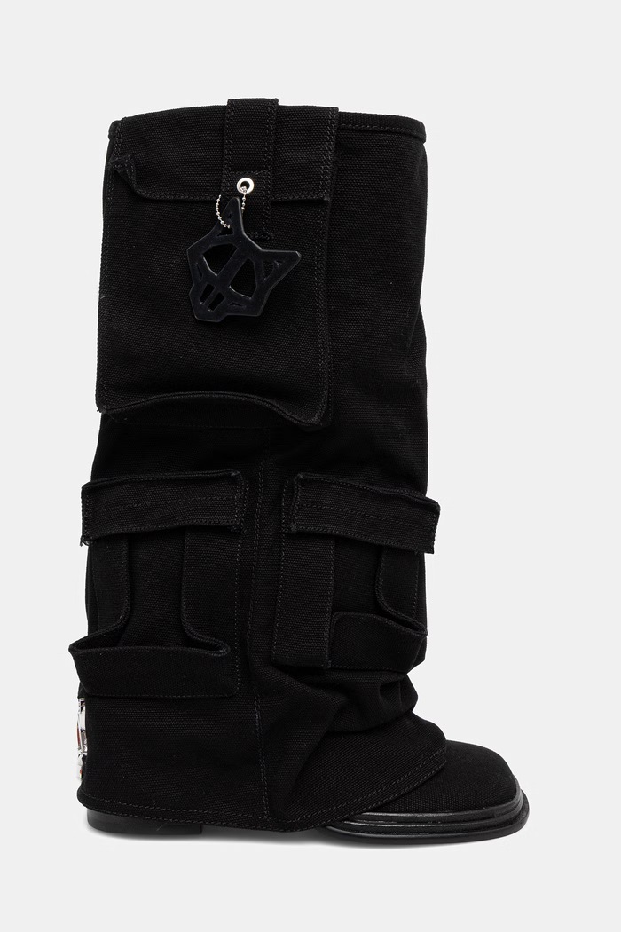 Naked Wolfe kozaki na słupku damskie Natalia Natalia.Black.Canvas czarny AW26