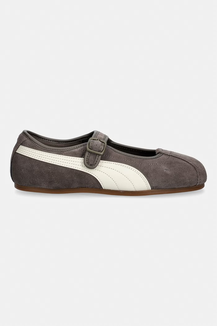 Puma baleriny zamszowe Tacklette 408550 brązowy AW26