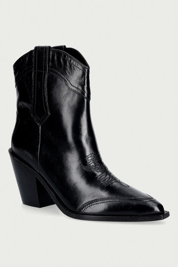 Zadig&Voltaire Kaubojske čizme za žene od kože Cara Spazzo crna SWCT02145
