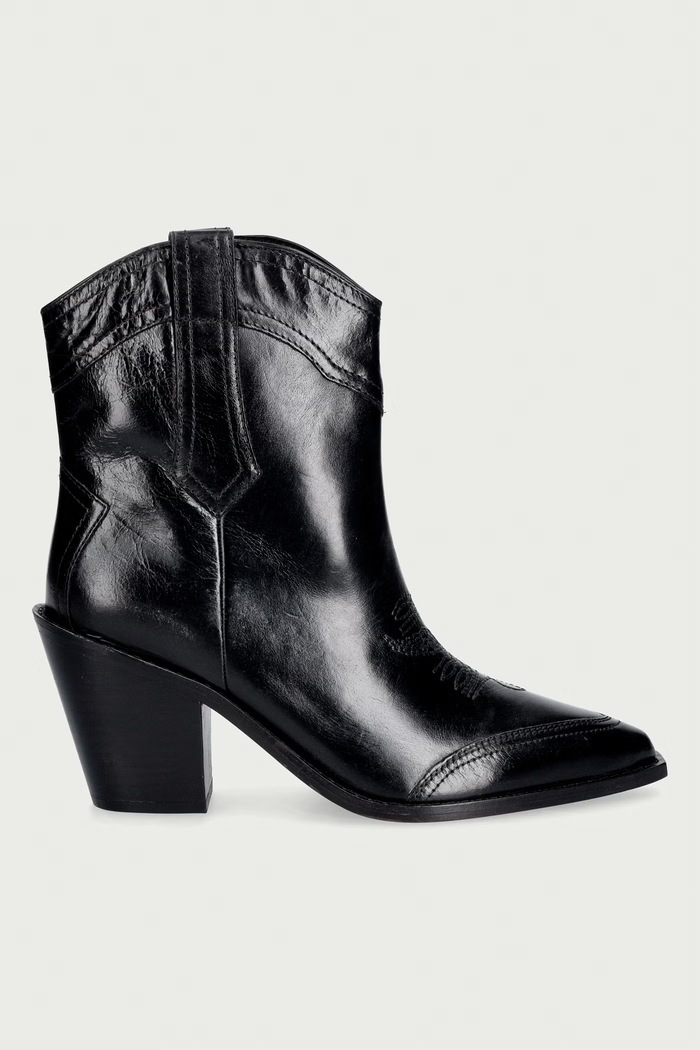 Zadig&Voltaire Kaubojske čizme za žene od kože Cara Spazzo SWCT02145 crna AW26