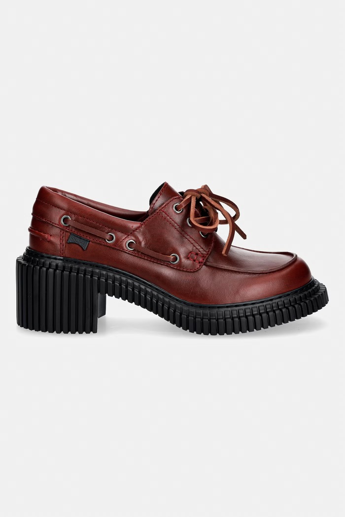 Camper cipele s debelom potpeticom od kože Pix London K201812.006 bordo AW26