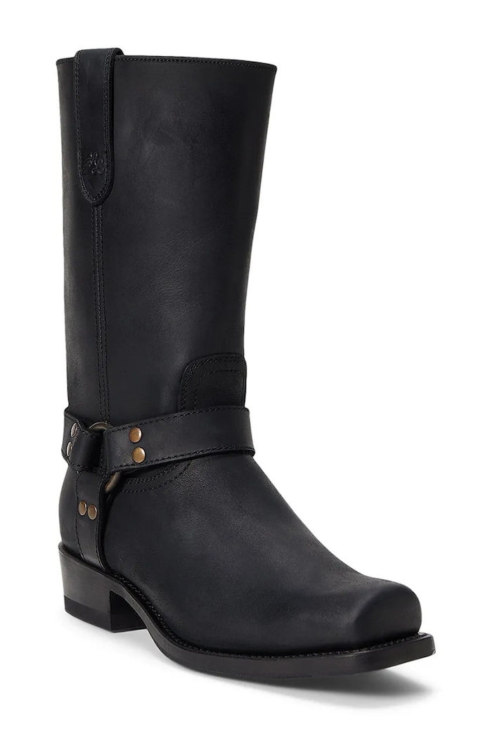 Polo Ralph Lauren PLL UP LEATHER-HRNS BT-BO-TAL kozaki damskie skórzane 818P15767001 czarny AW26
