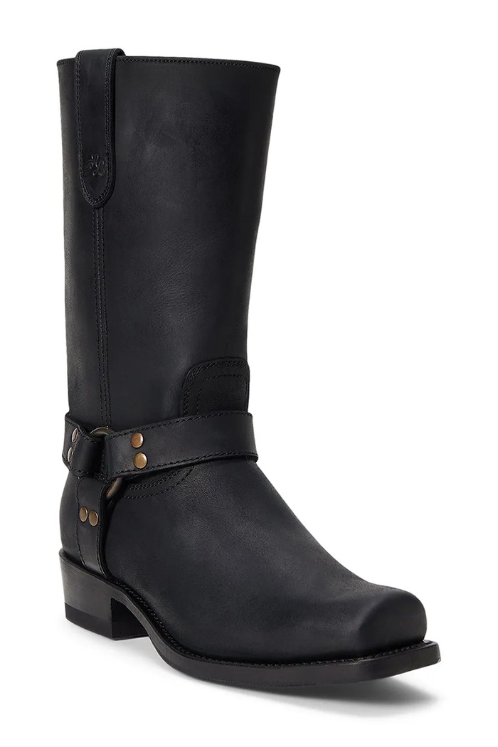 Polo Ralph Lauren PLL UP LEATHER-HRNS BT-BO-TAL kozaki damskie skórzane 818P15767001 czarny AW26