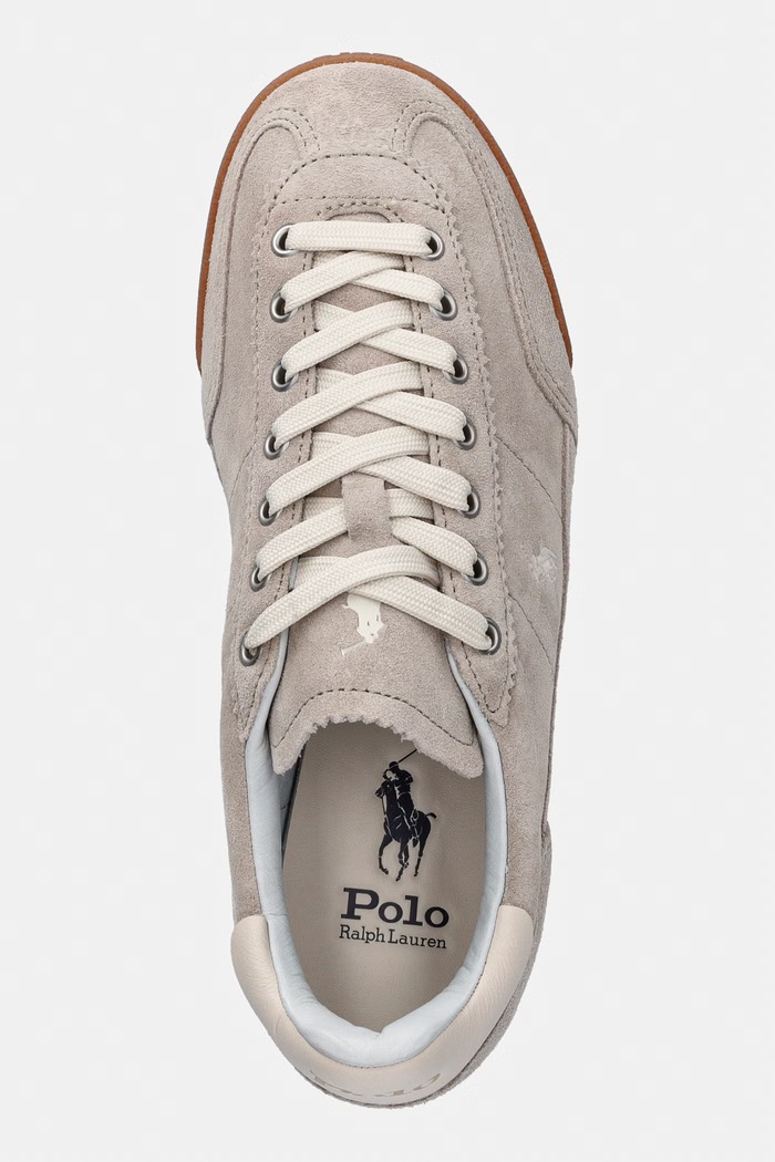 Polo Ralph Lauren SUEDE-HETHER PP-SK-LTL sneakersy na płaskim obcasie damskie skórzane beżowy 804P18219001