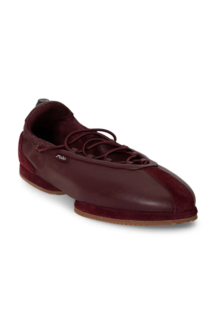 Polo Ralph Lauren NAPPA LTHR/ SUEDE-BLRNA baleriny skórzane 804P08221003 bordowy AW26