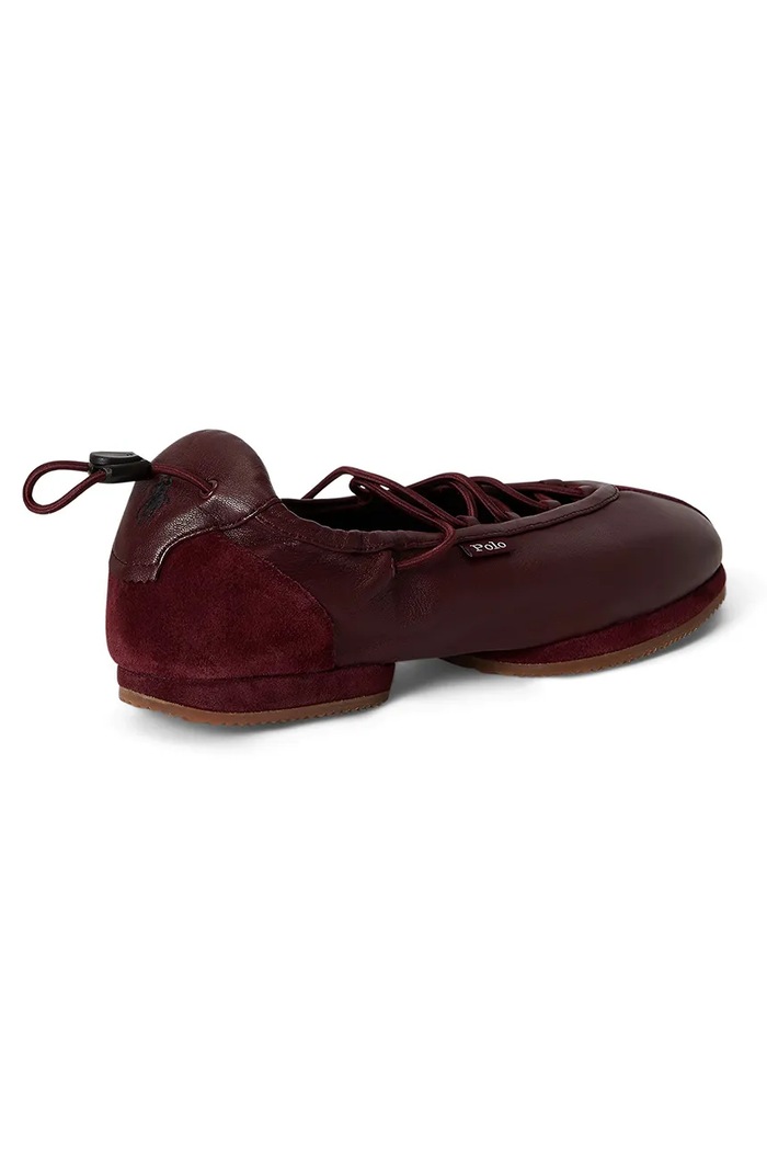Obuwie Polo Ralph Lauren NAPPA LTHR/ SUEDE-BLRNA baleriny skórzane 804P08221003 bordowy