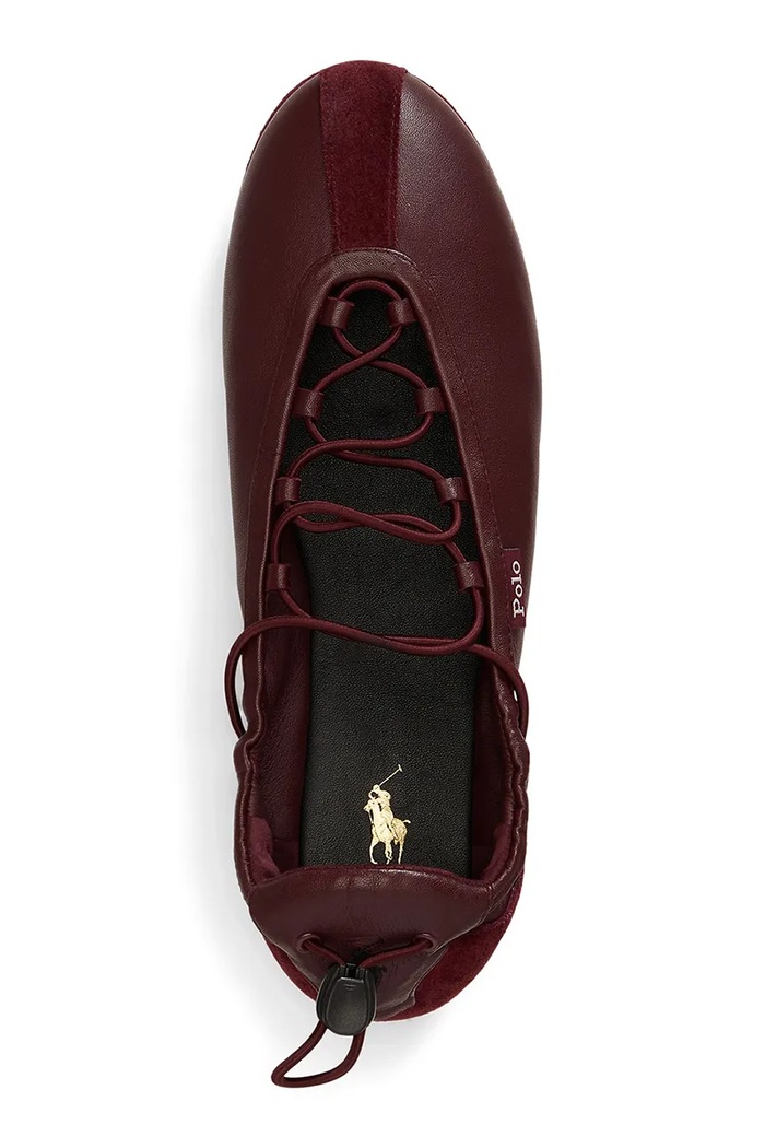 Polo Ralph Lauren NAPPA LTHR/ SUEDE-BLRNA baleriny skórzane bordowy 804P08221003