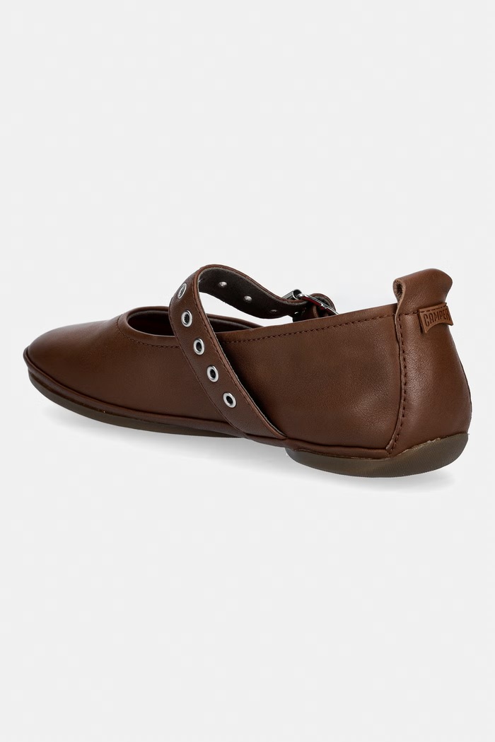 Παπούτσια Camper μπαλαρίνες δερμάτινες Right Nina K201962.004 καφέ