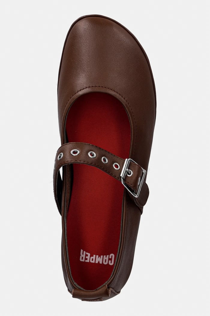 Camper μπαλαρίνες δερμάτινες Right Nina καφέ K201962.004