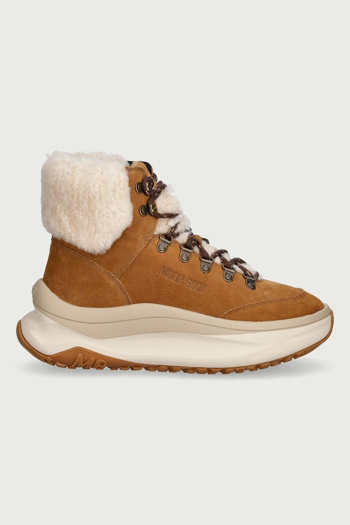Moon Boot MB MOON247 CITY SHEARLING MID snežni čevlji ženski usnjeni 80D2490130.M008 rjava AW26