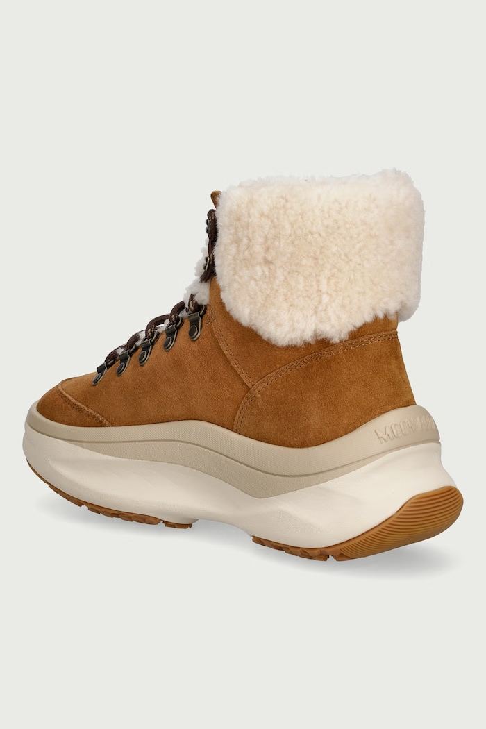 Obutev Moon Boot MB MOON247 CITY SHEARLING MID snežni čevlji ženski usnjeni 80D2490130.M008 rjava