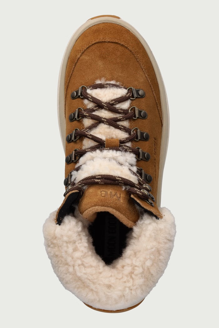 MB MOON247 CITY SHEARLING MID snežni čevlji ženski usnjeni Moon Boot 80D2490130.M008 rjava