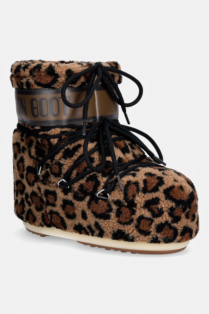 Moon Boot MB ICON LOW FLEECE LEOPARD snežni čevlji ženski rjava 80D1409960.MM21