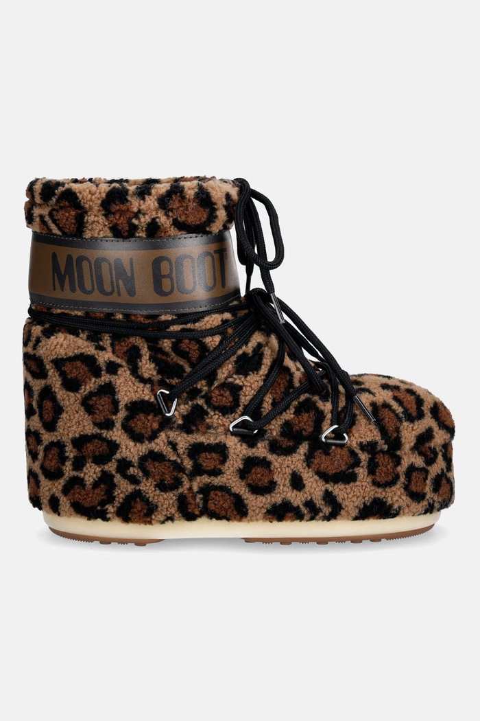 Moon Boot MB ICON LOW FLEECE LEOPARD snežni čevlji ženski 80D1409960.MM21 rjava AW26
