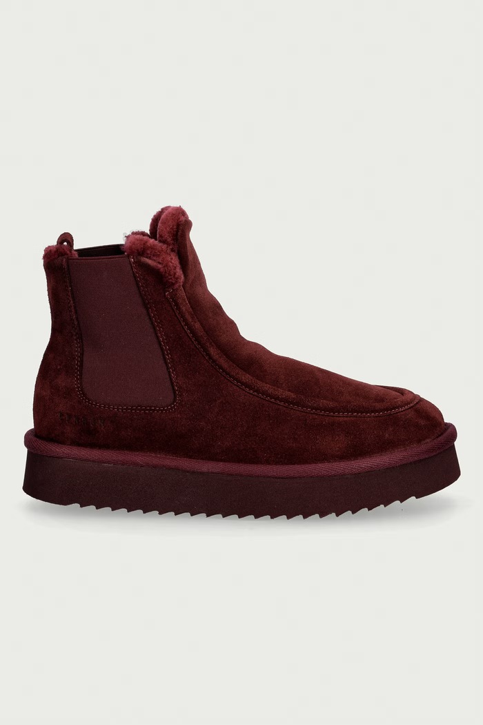 Copenhagen Studios Čizme s platformom za žene od brušene kože suede teddy CPH267.berry bordo AW26