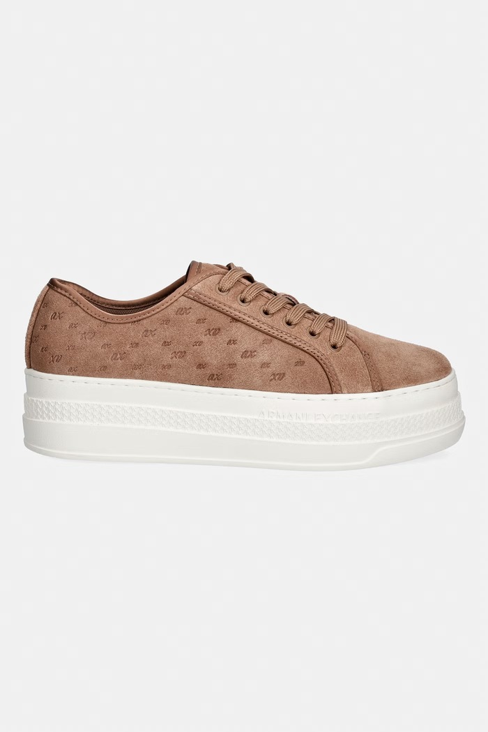 Armani Exchange sneakersy damskie zamszowe XW003070.AF27079.U6120 brązowy AW26